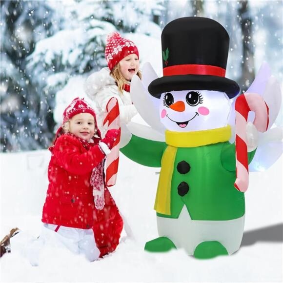 4 Ft Christmas Inflatables Snowman Angel Outdoor Decorations, Blow Up Yard - Picture 2 of 7